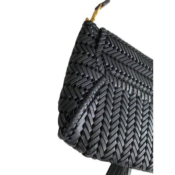 Anya Hindmarch Neeson Tassel Shoulder Bag Capra Leather Dark Marine Blue Woven - Picture 8 of 14